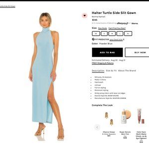 Norma Kamali Halter Turtle Side Slit Gown